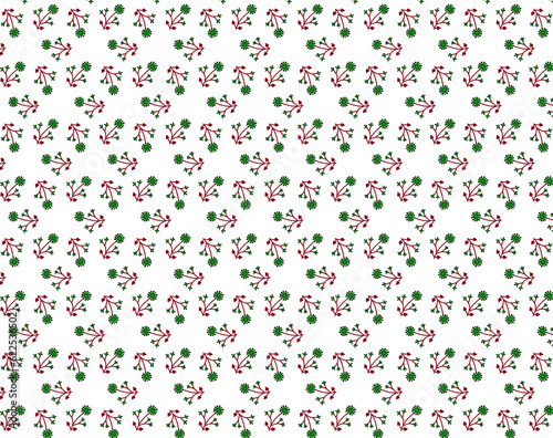 White fabric and paper flower pattern of dark red green flowers Limited color range