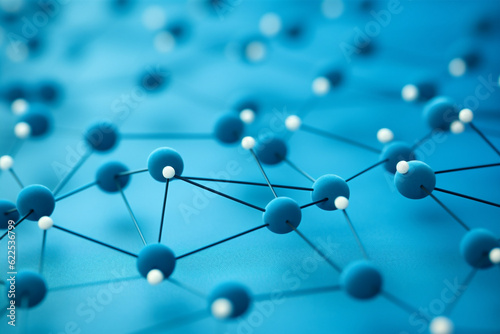 Technology polygon atom connect tech science grid background abstract networking blue