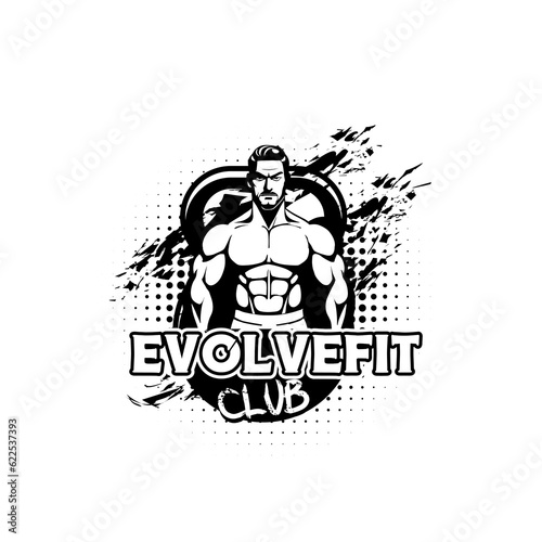 Vintage Gym Fitness Evolvefit Club Sport Vector T Shirt Design © Harbros Studio