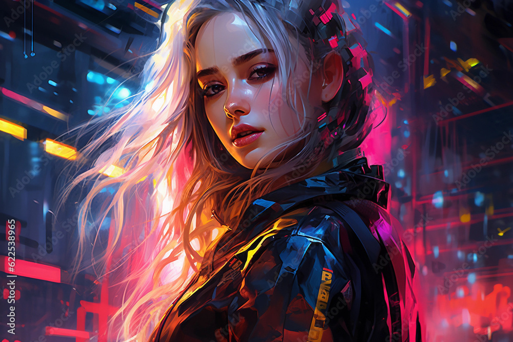 Fototapeta premium cyberpunk female character