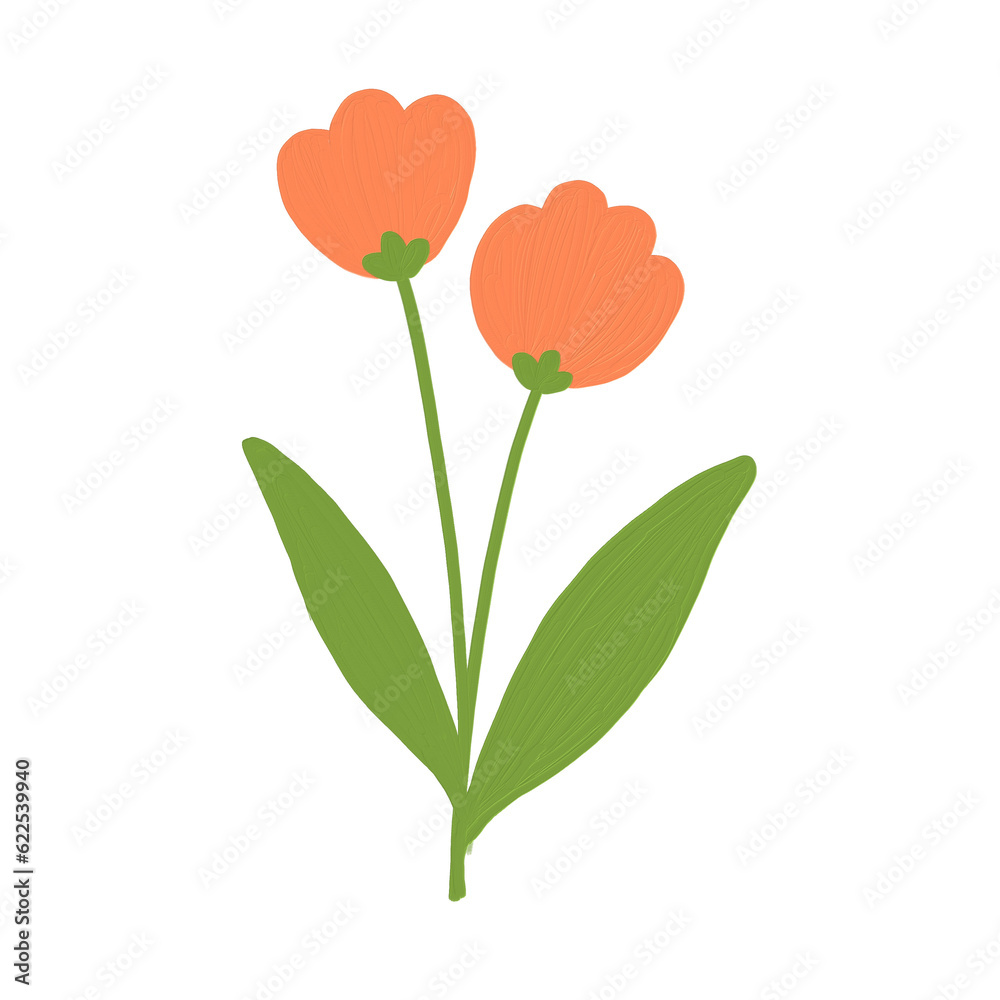 Obraz premium cute illustration minimal flower with oil brush painting style