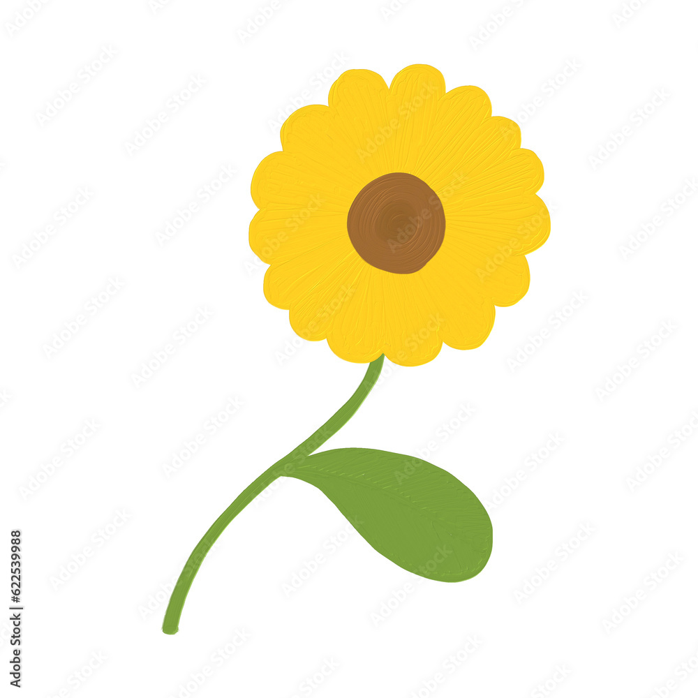 cute illustration minimal flower with oil brush painting style cute illustration minimal flower with oil brush painting style