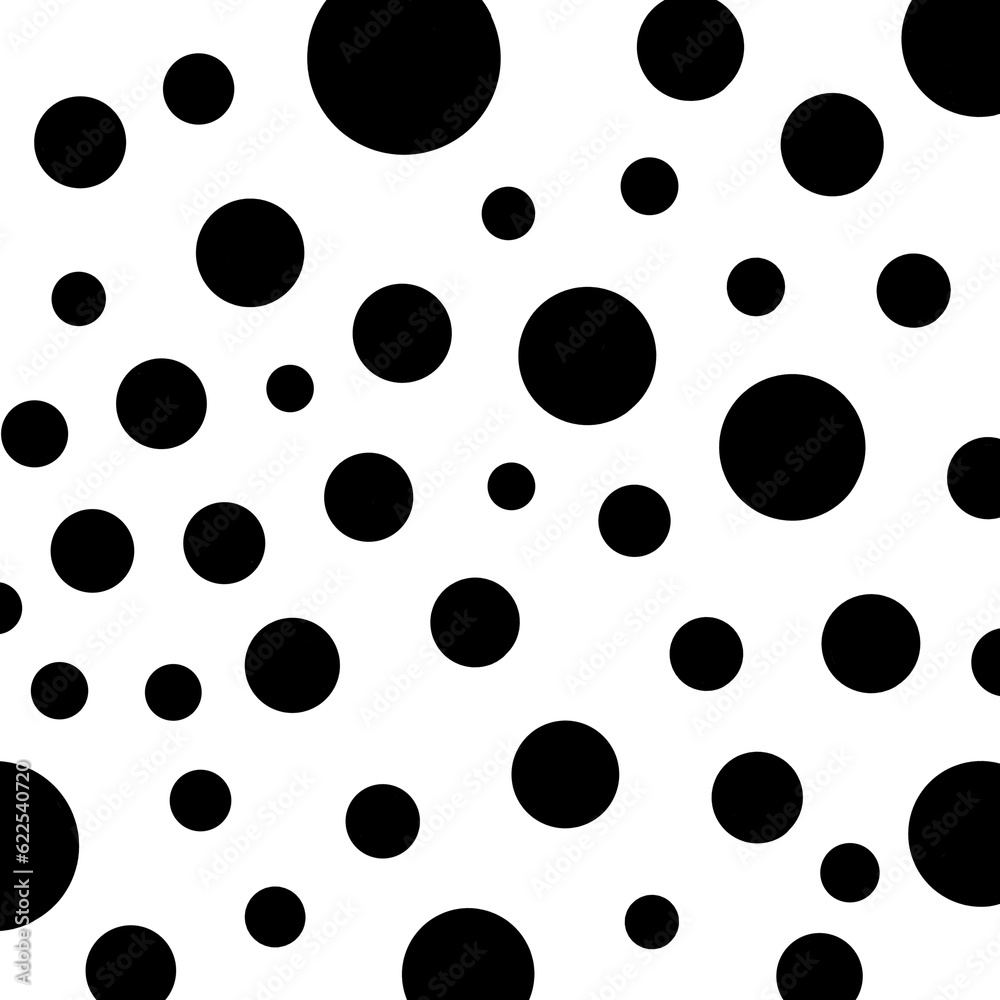 Black and White Digital Paper with Circles. Hand Drawn Black Doodle Bubbles on White Background.