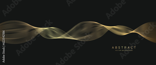 Abstract vibrant gradient line background vector. Luxury style wallpaper with line distortion, wave line, gold. Modern wallpaper design for backdrop, website, business, technology, presentation.