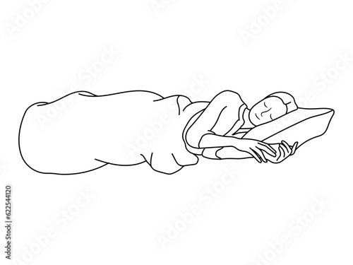 sleeping woman illustration icon out line