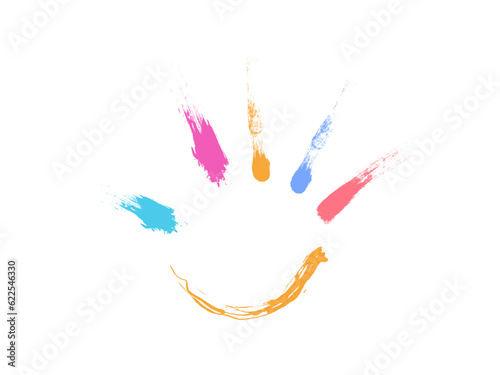 colorful brushes form palms, word autism awaraness day