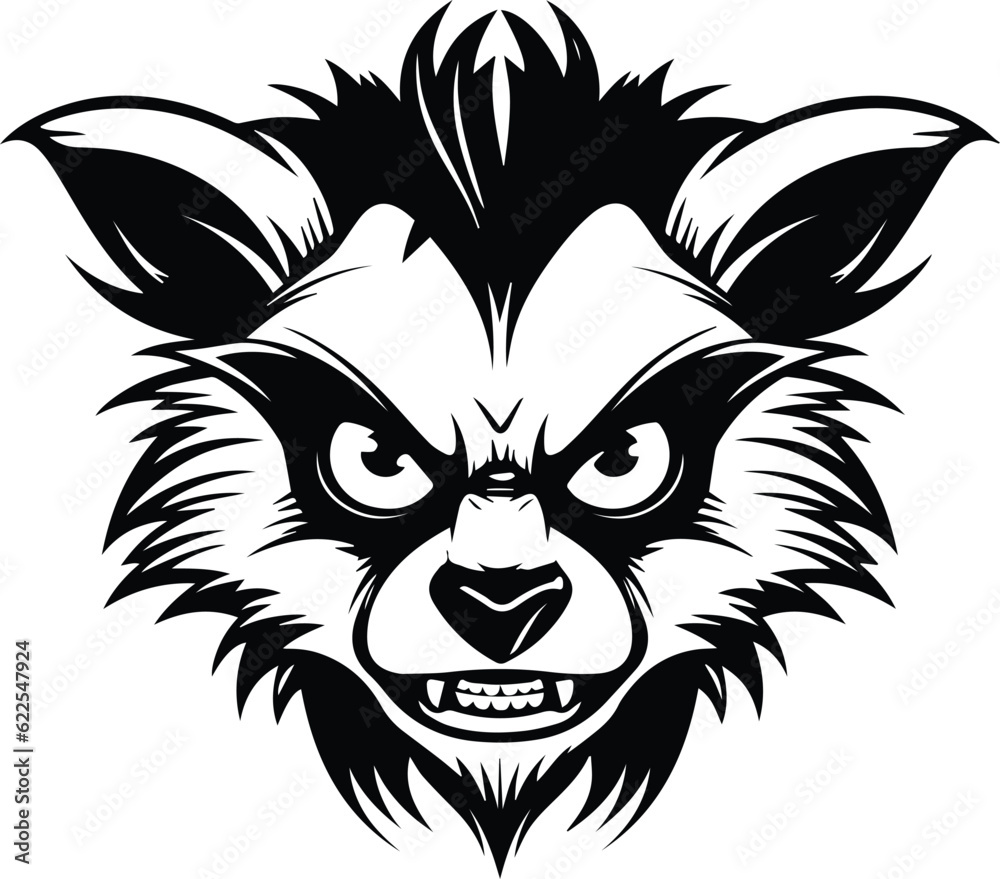 Angry Lemur Logo Monochrome Design Style
