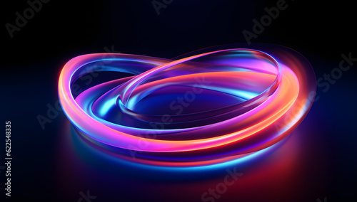 abstract background with glowing neon ring lights