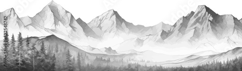 Print op canvas Hand drawn mountain range nature landscape