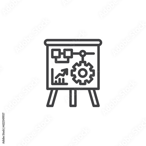 Business plan presentation line icon