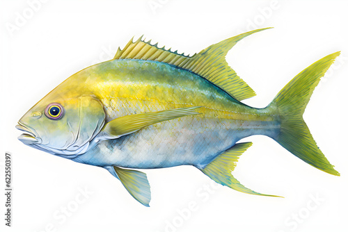 watercolour snapper fish on white background photo