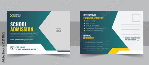 Kids back to school education admission postcard template, Creative professional school admission postcard template design