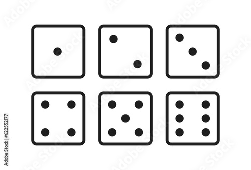 Dice Square Faces Set Board Game Symbol Vector Illustration