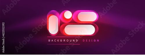 Neon circle abstract background. Template for wallpaper, banner, presentation, background