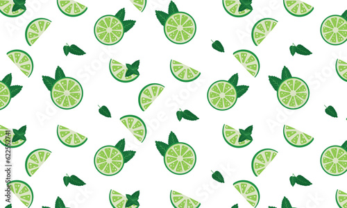 Seamless pattern lime mint. Vector illustration. Vector background