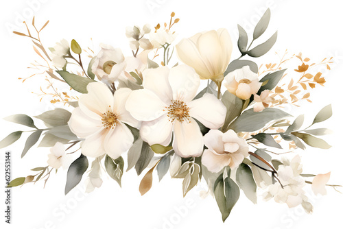 watercolour bouquet of white flowers on white background for wedding stationary invitations  greetings  wallpapers  fashion  prints