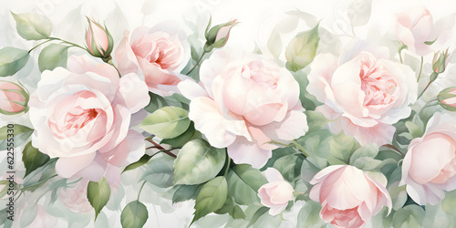 watercolour roses on a white background wedding stationary, greetings, wallpapers, fashion, background © sam