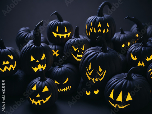 halloween pumpkin on black background ganerated ai photo