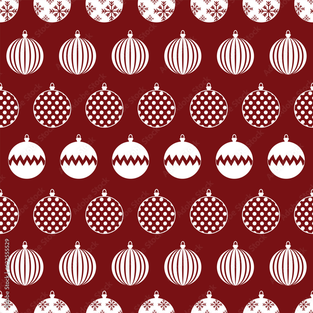 Christmas seamless pattern icons on the red background one color print Christmas seamless pattern icons on the red background one color print