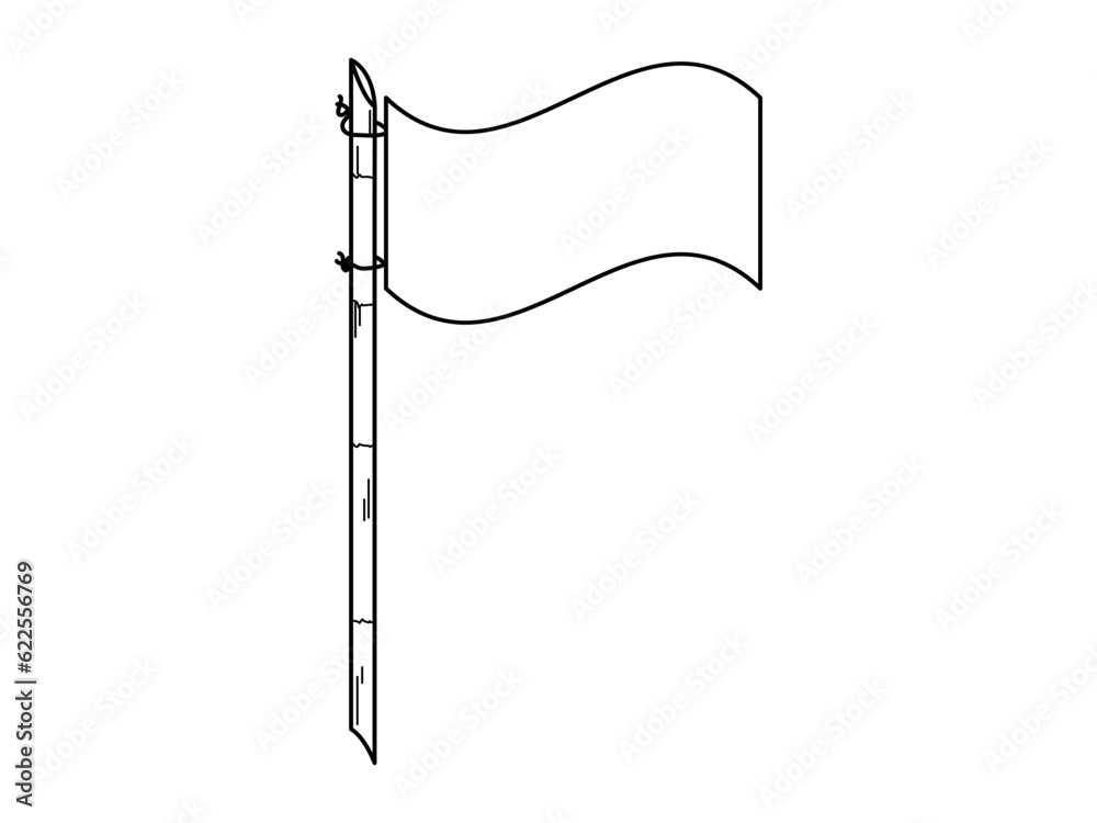 Obraz premium icon illustration of a flag with a bamboo pole