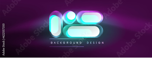 Neon circle abstract background. Template for wallpaper, banner, presentation, background