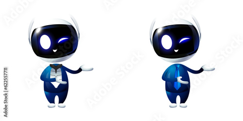 Set of cute robot collection,  AI technology, digital characters, human-like machines with artificial intelligence, AI business concept, print, artwork, doodle, vector illustration (Vector)