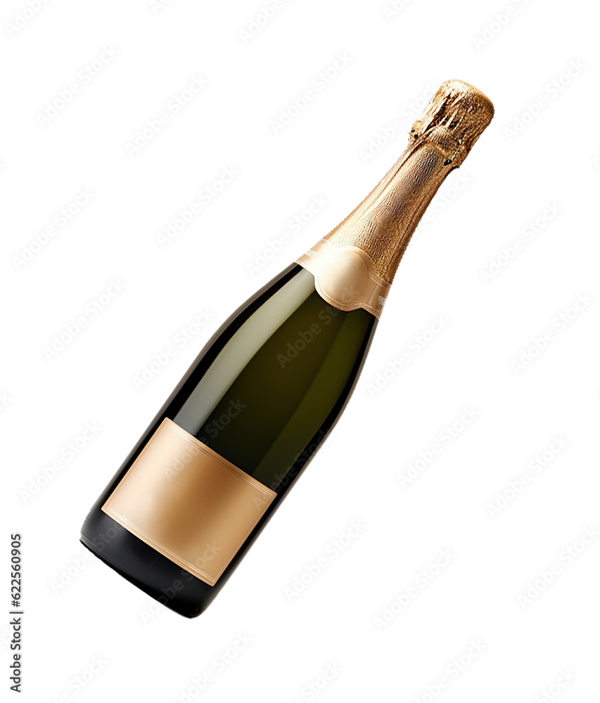 champagne bottle isolated on clear background - obrazy, fototapety, plakaty 