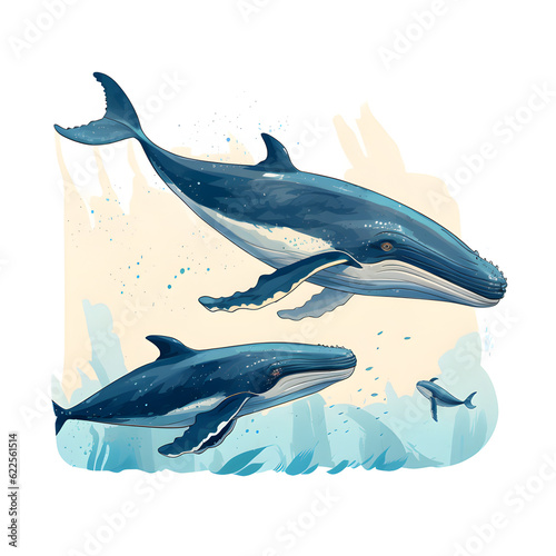 cute whale family type B  generative ai