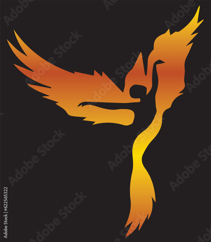 Simple flat beauty woman with bird logo icon vector template