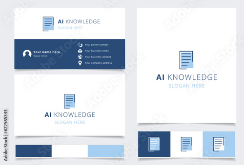 Ai knowledge logo design with editable slogan. Branding book and business card template.