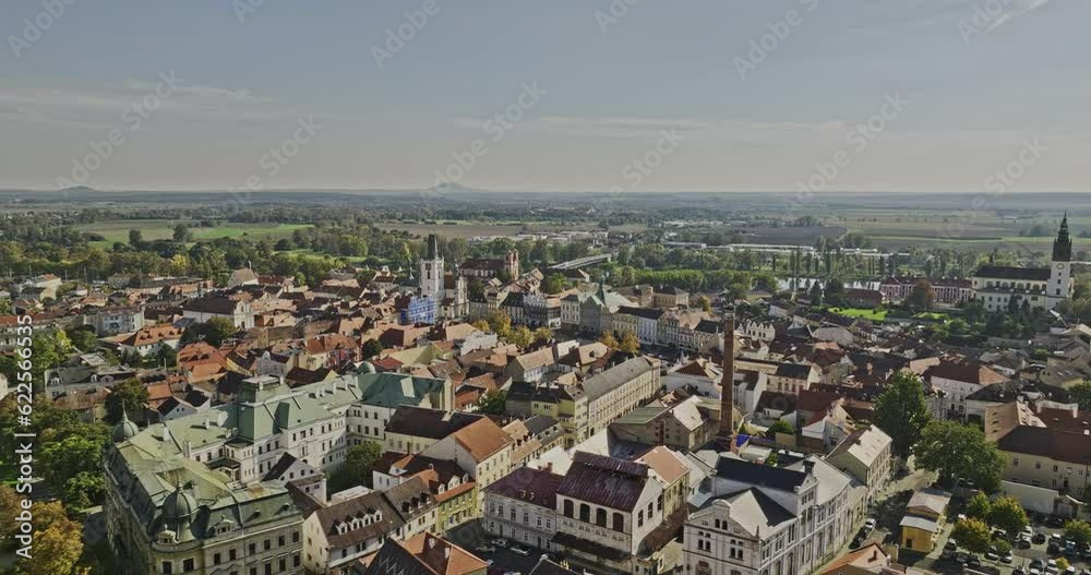 Litomerice Czechia Aerial v2 flyover town center square capturing historic and cultural rich architectural buildings and streets, landmark Church of All Saints - Shot with Mavic 3 Cine - November 2022 Litomerice Czechia Aerial v2 flyover town center square capturing historic and cultural rich architectural buildings and streets, landmark Church of All Saints - Shot with Mavic 3 Cine - November 2022
