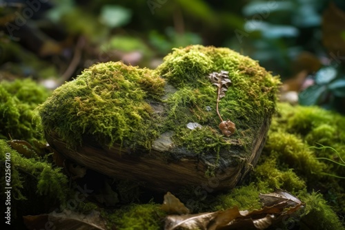 Heart stone moss beauty. Generate Ai