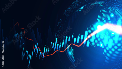 Stock market or forex trading graph in futuristic concept suitable for financial investment or Economic trends business idea and all art work design. Abstract finance background