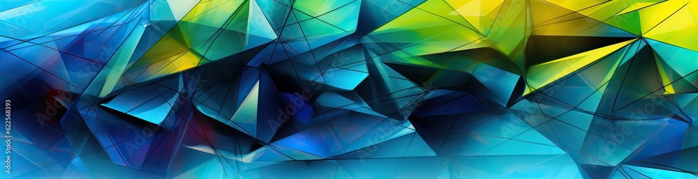 Fototapeta premium Panorama. Abstract background. Geometric pattern with lines and triangles. Gradient. Illustration. Wide banner. Modern multicolor background with space for design