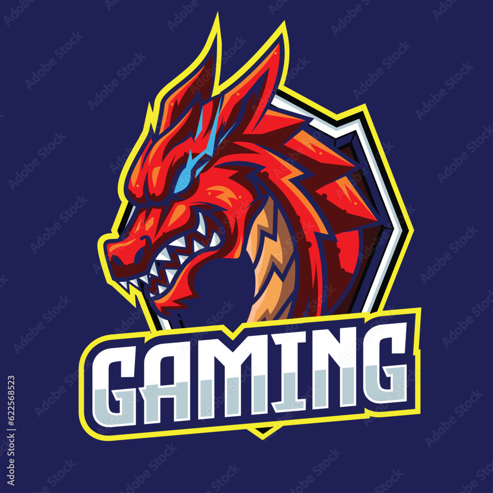 Vector of dragon with esport style  illustration