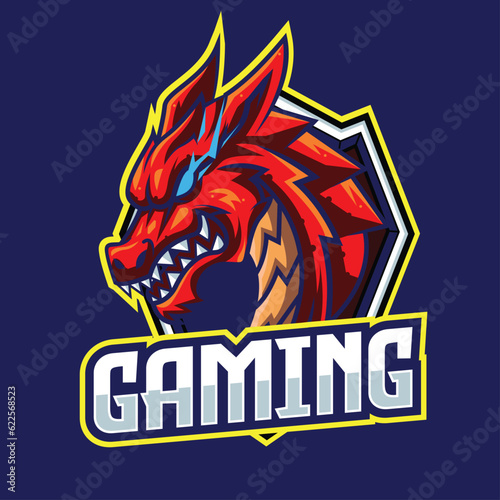 Vector of dragon with esport style illustration