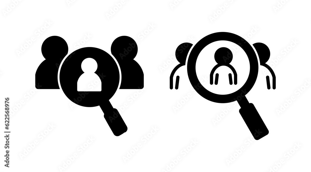 Hiring icon vector. search job vacancy icon. magnifying glass looking for people Hiring icon vector. search job vacancy icon. magnifying glass looking for people