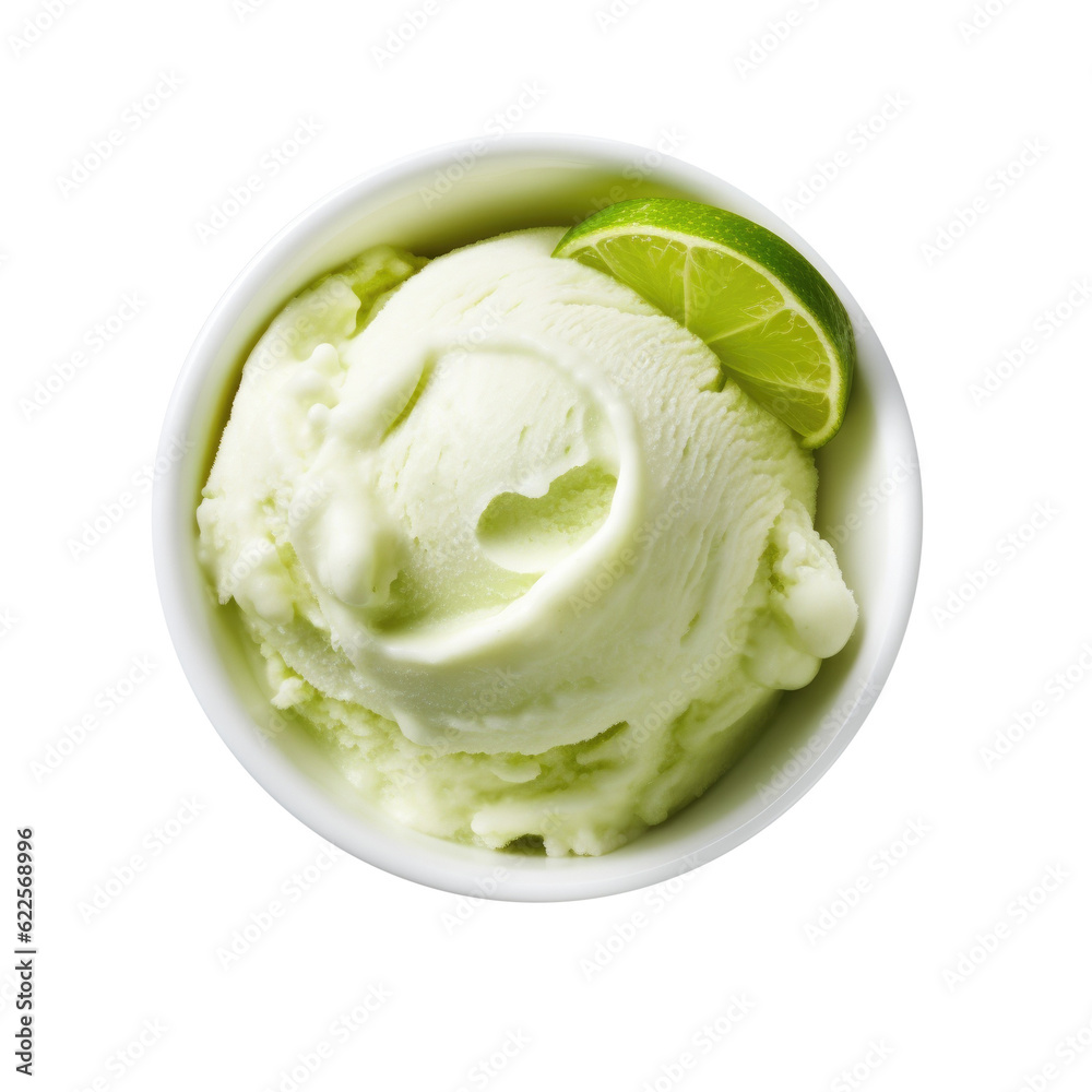 Delicious Bowl of Lime Sorbet isolated on a Transparent Background Delicious Bowl of Lime Sorbet isolated on a Transparent Background