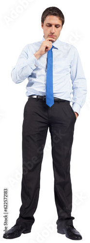 Digital png photo of focused caucasian businessman looking down on transparent background