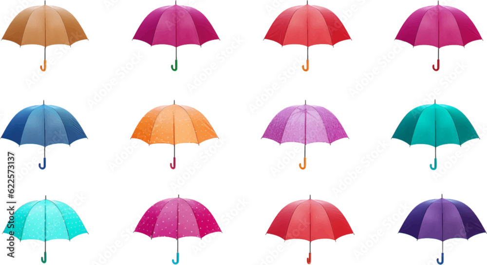 Obraz premium Set of colorful umbrellas on white background