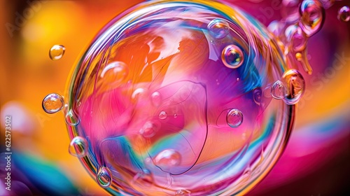 Colorful abstract background with soap bubbles, close up. Macro © Ali