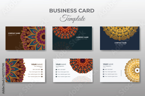 Vector business cards mandala set collection.