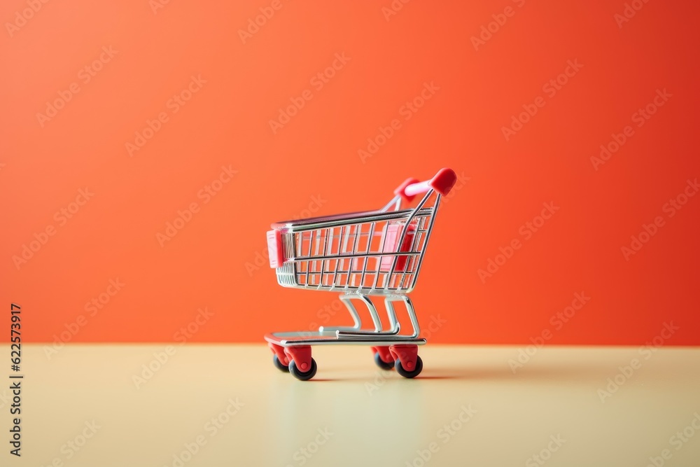 Miniature shopping cart product. Generate Ai