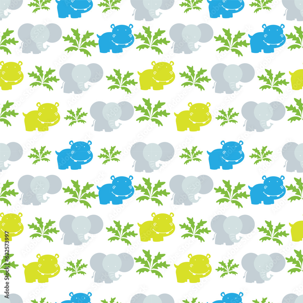vector cute elephant jungle animal seamless pattern vector cute elephant jungle animal seamless pattern