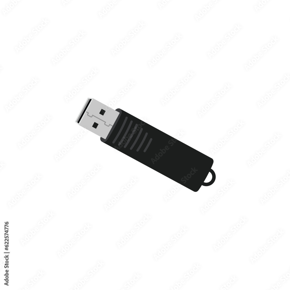 USB stick flat illustration vector isolated on white background. Element for Back to school, Back to work concept. School supplies. Office supplies USB stick flat illustration vector isolated on white background. Element for Back to school, Back to work concept. School supplies. Office supplies