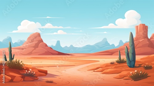 Minimalist Cartoon Flat Style Desert Landscape digital illustration