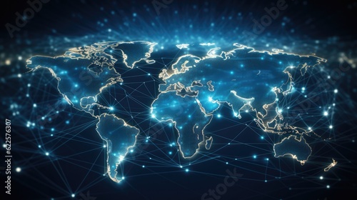 earth globe with connecting lines, internet concept, digital background with world map