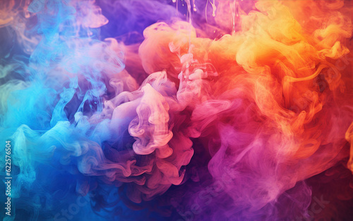 Colorful smoke background,created with generative ai tecnology. © henvryfo