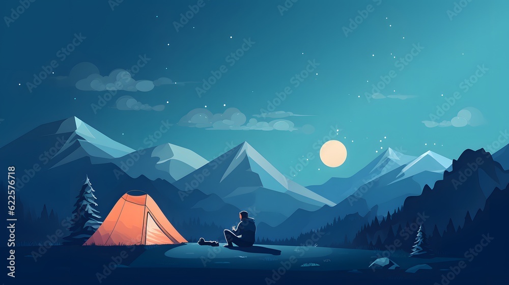 Camping in nature, Mountain landscape