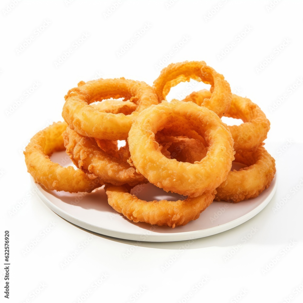 onion rings on a white plate on a table onion rings on a white plate on a table